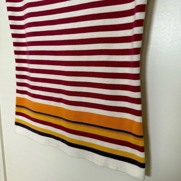 Loro Piana Tank Top Sz 46 White Fuchsia Striped Sleeveless N Neck Stretch Summer - Picture 3 of 14